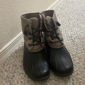 Black and Gray Fleece Lined Sperry Boots